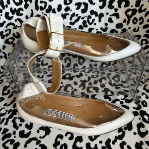 Norma Kamali Cream Ankle Strap Flats